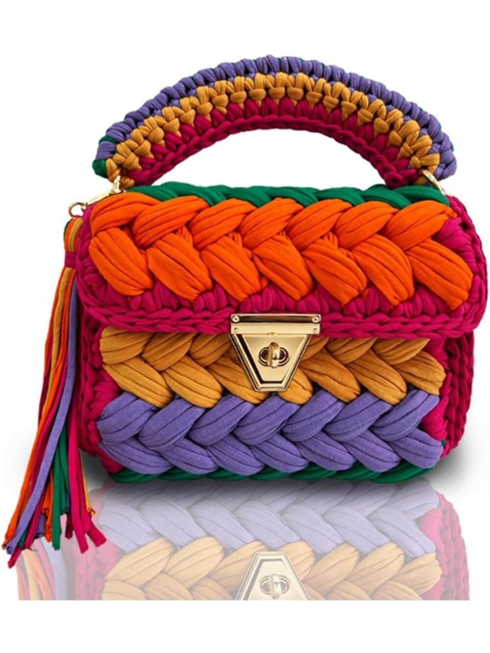 Handmade Crochet Evening Clutch Purse, Small Formal Crossbody Bag for Weddings